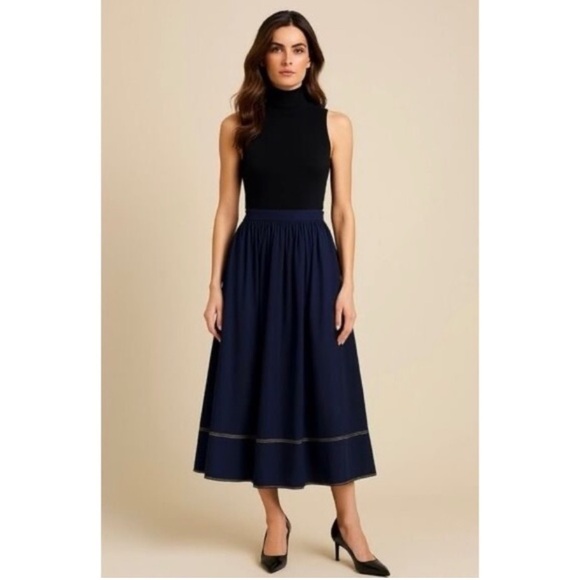 J Crew Skirt 4 Contrast Stitch Blue - Picture 2 of 12